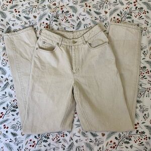 Vintage 1990s Donna Karen New York tan cream high-rise 100% cotton jeans